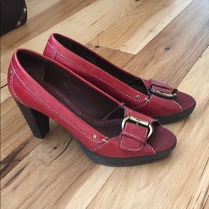 Nicole open toe red leather dress shoes